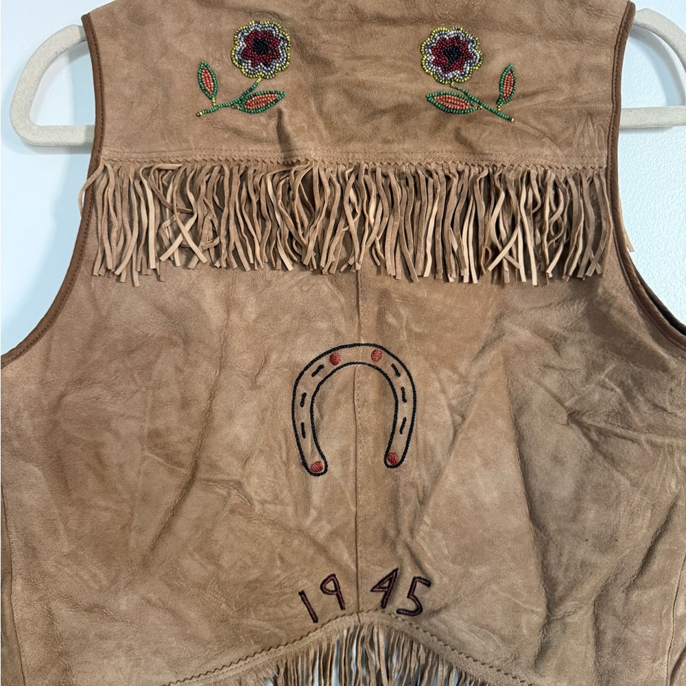 Ralph Lauren Double RL Tan Suede Vest with Embroidery - Picture 6 of 8